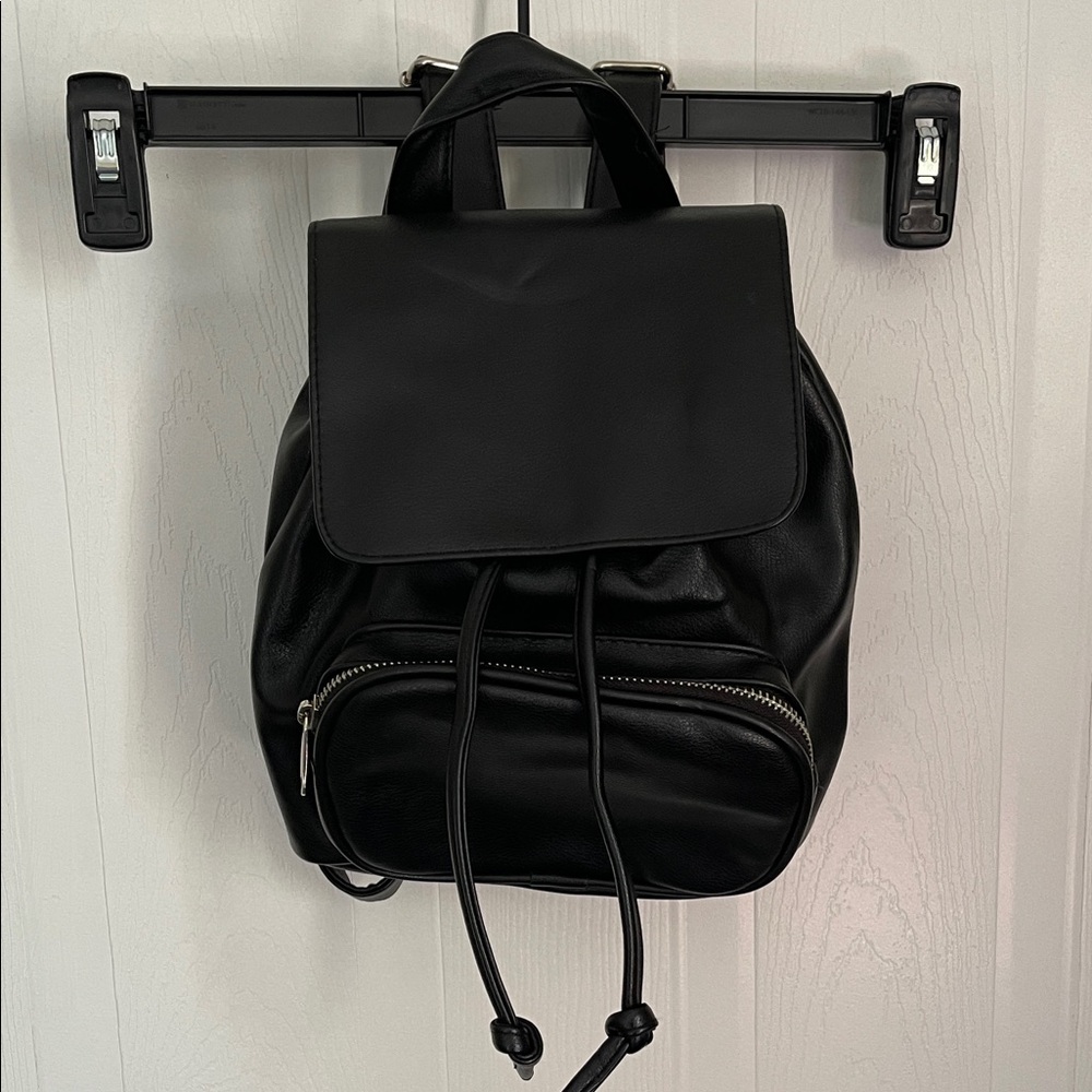 Wild Fable Black Faux Leather Drawstring Bag